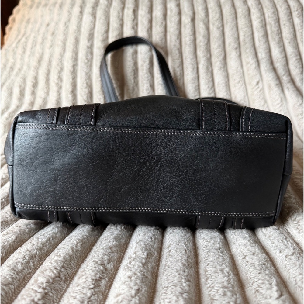 Coach Hampton Vintage Black Leather Tote Bag Buckle Shoulder Bag F11201 - Picture 11 of 14